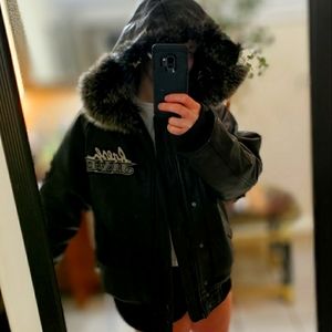 Fresh jive mens winter  leather jacket size medium . Y2k